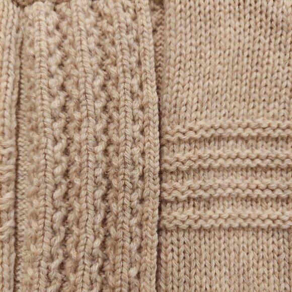 Eddie Bauer Womens M Beige Wool Cardigan Pockets Zip Textured Cuffs Boho Beachy - Picture 16 of 16